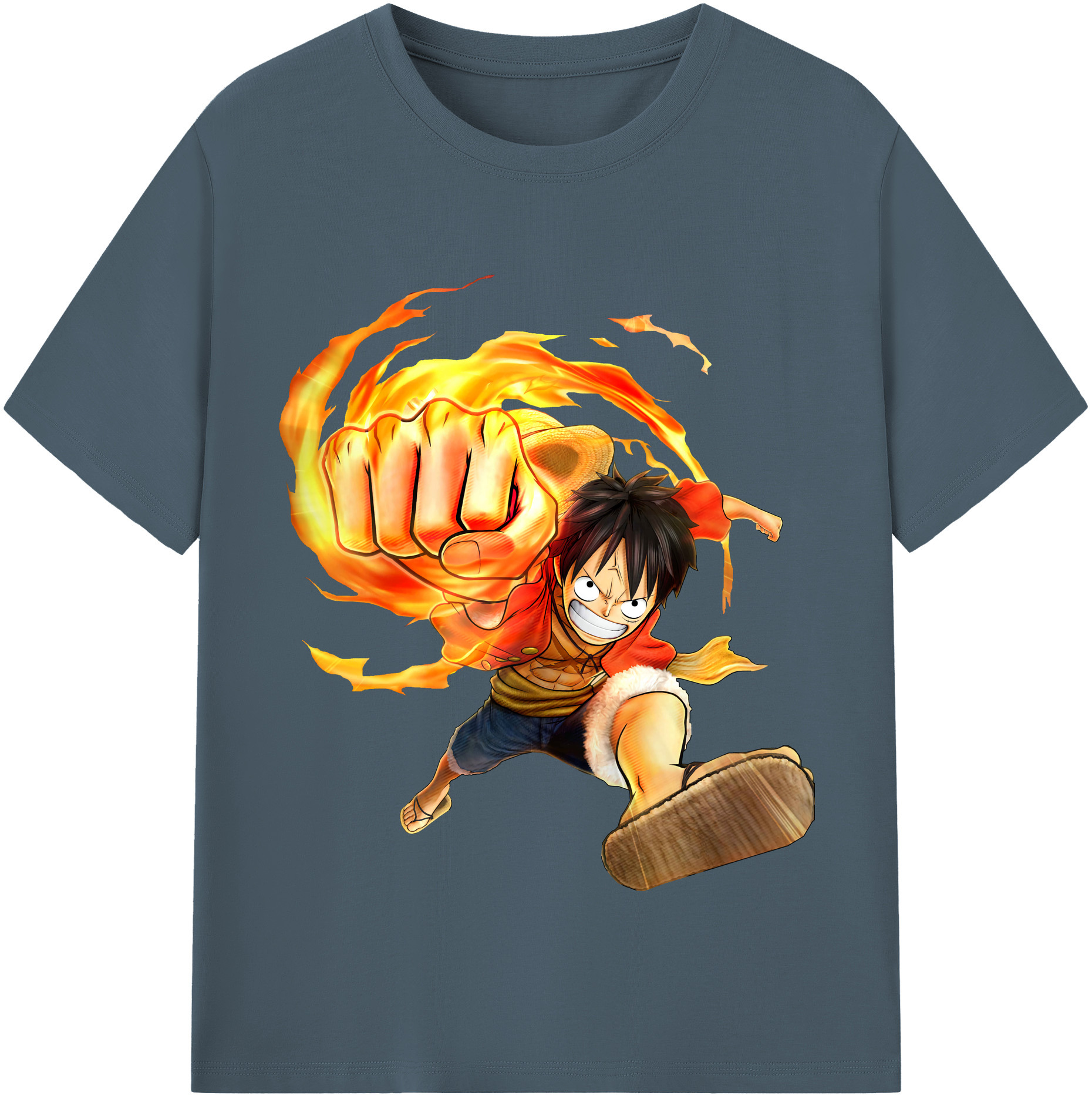 ワンピース モンキー・D・ルフィ ONE PIECE Monkey D. Luffy 綿100％半袖Tシャツ（フロントプリント）